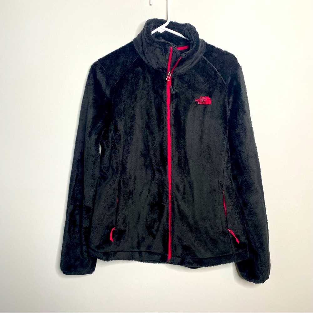 EUC The North Face Osito Full Zip Jacket, Black with Pink details, Size L